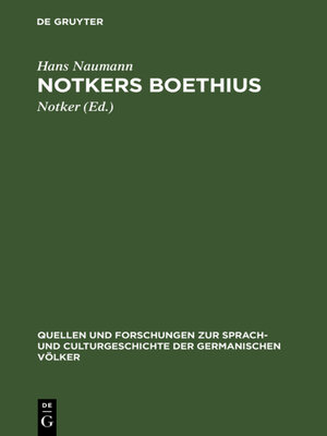 cover image of Notkers Boethius
